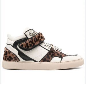 Zadig&Voltaire Mid Flash leopard-effect sneakers Logo Laces Sz 8 (39) NIB $698